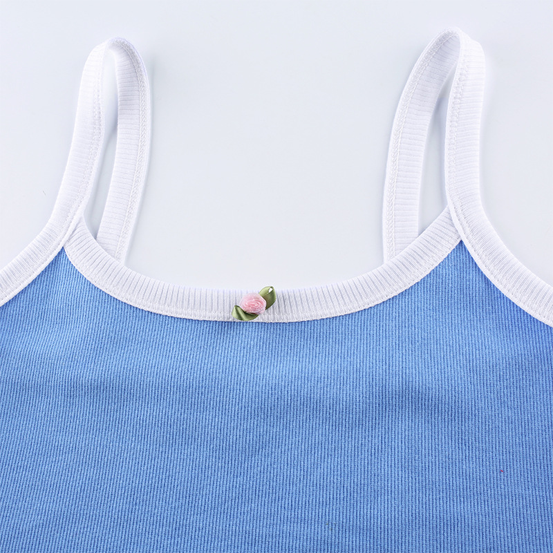 Croptop Nữ Xanh Da Trời Blue Viền Trắng Đơn Giản Mà Vẫn Cực Xinh JD14