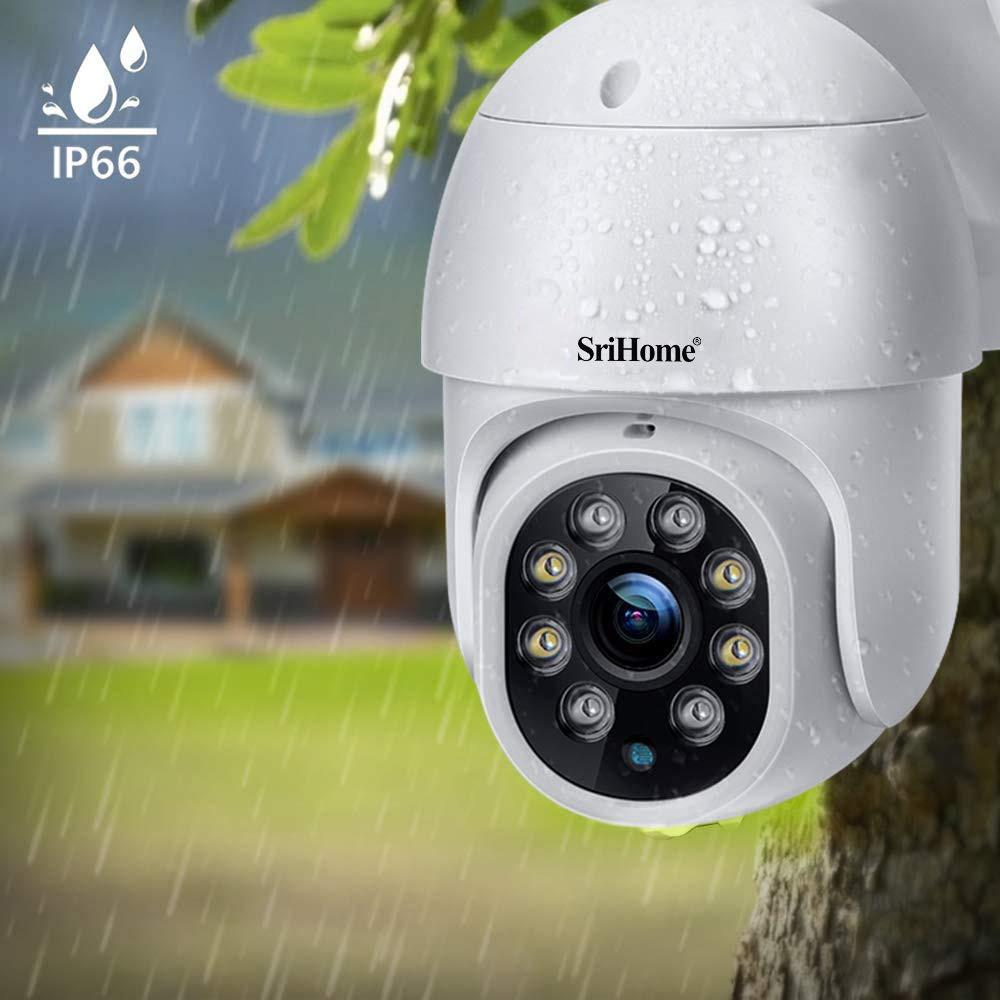 Camera IP Wifi ngoài trời PTZ SriHome SP028 2.0MP FullHD 1080P, Xoay 355 độ, chống nước IP66 (Trắng) HÀNG CHÍNH HÃNG