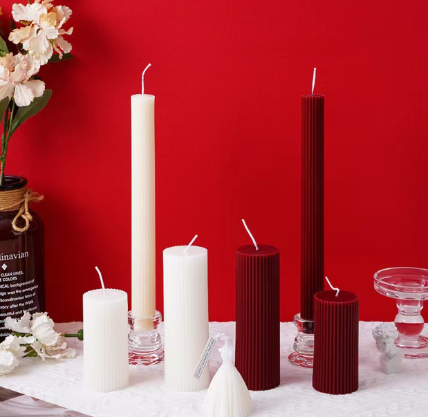 Nến trụ tròn hoa văn sọc  trang trí noel giáng sinh trang trí tiệc