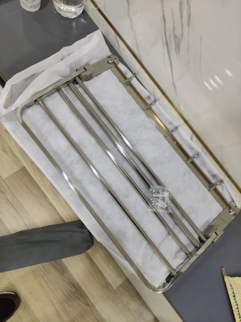 Vắt Khăn Phòng Tắm Gấp Đứng Cao Cấp INOX 304 Sang Trọng- Tiện Lợi PK-04- Đa năng 2 tầng, có móc treo quần áo
