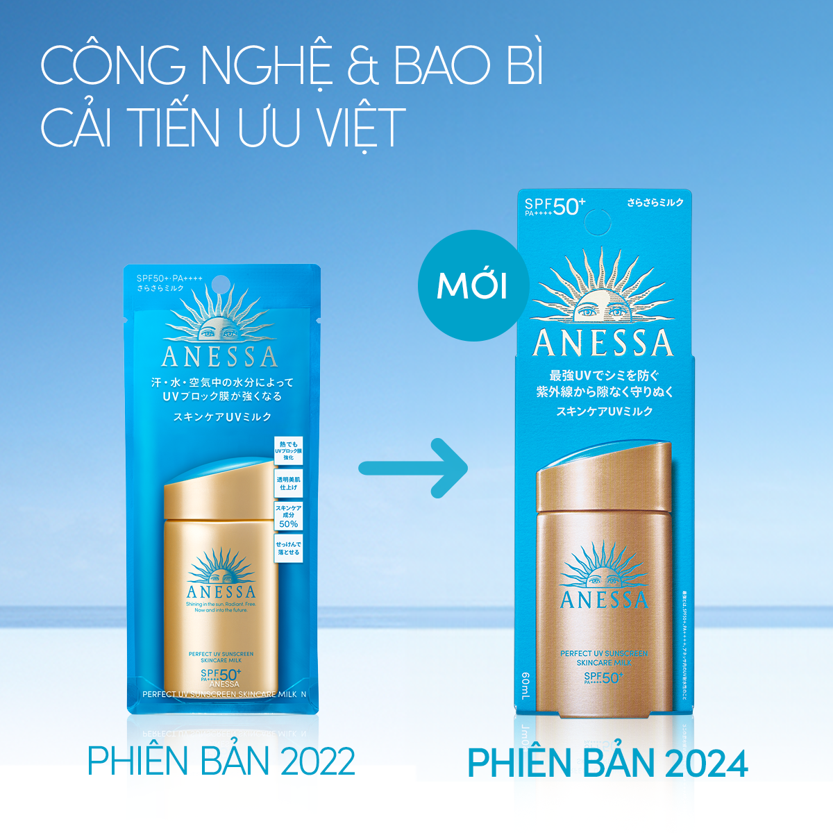 Kem chống nắng dạng sữa dưỡng da kiềm dầu bảo vệ hoàn hảo Anessa Perfect UV Sunscreen Skincare Milk SPF 50+ PA++++ 60ml