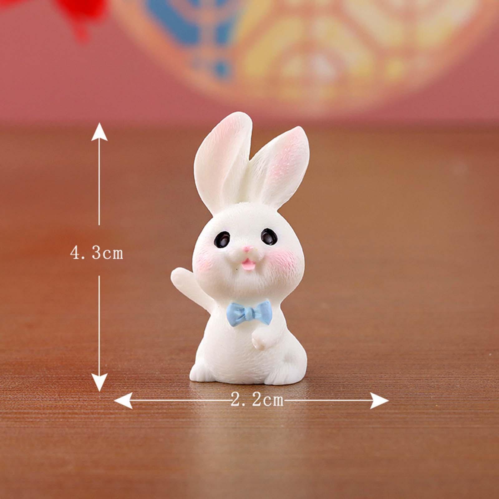 8x Cute Miniature Bunny Figurines Art Sculpture Resin Crafts Animal Figures Collection for Cabinet Living Room Home Decoration Ornament