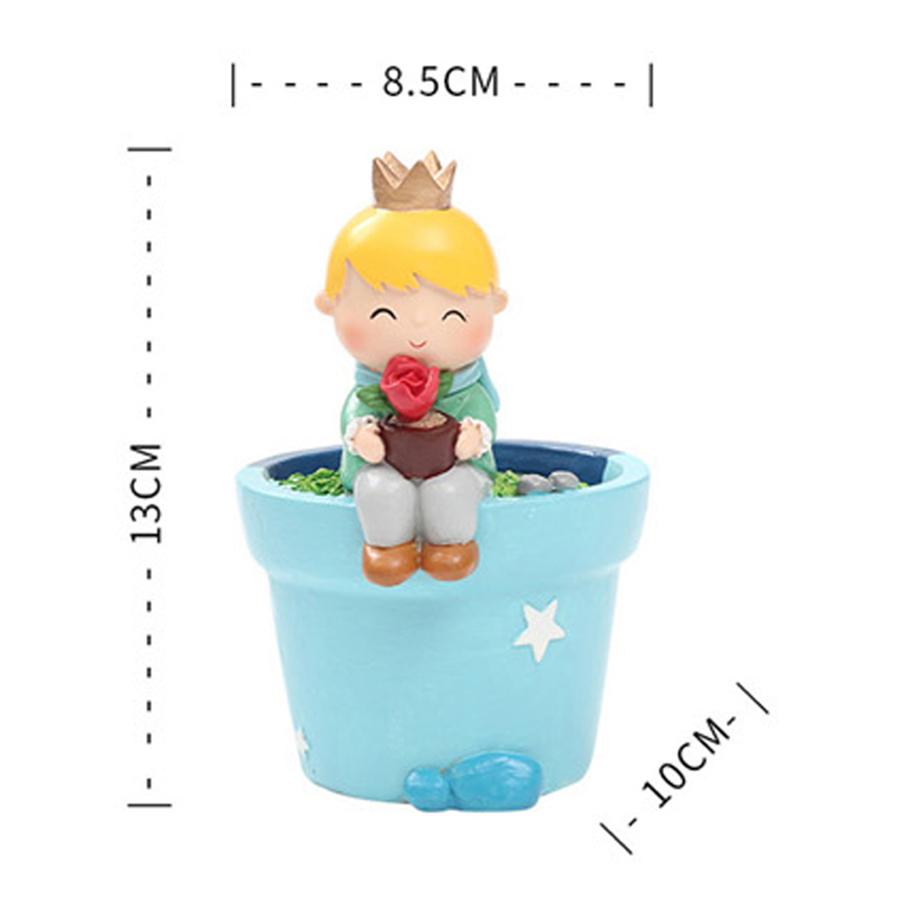 Chậu Cây Trồng Sen Đá Xương Rồng Mô Hình Hoàng Tử Bé Ôm Bông Hồng Để Bàn Làm Việc Bàn Học Trang Trí Nhà Cửa