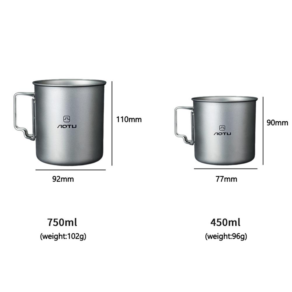 Cốc cắm trại 750ml bằng Titan nguyên chất Không độc hại, không nhiễm từ, chịu nhiệt độ cao.