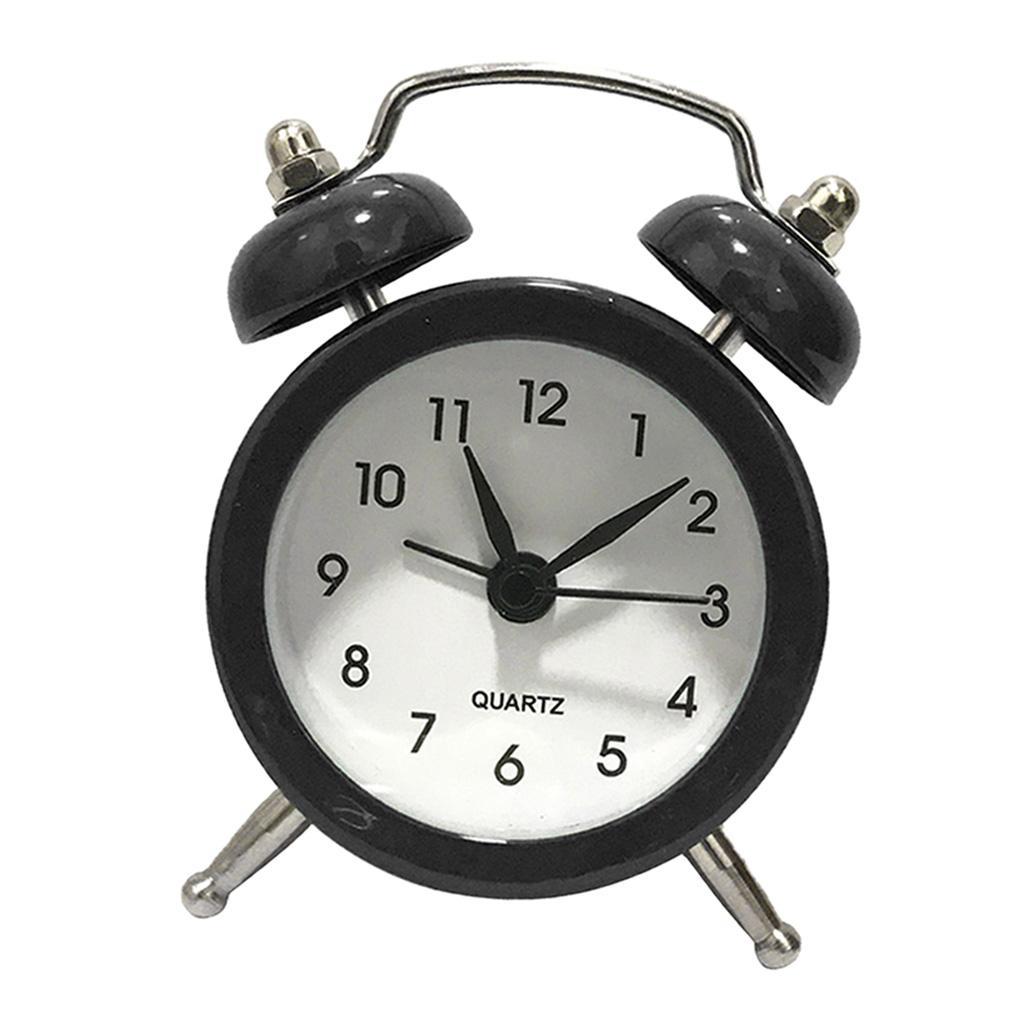 3X Battery Powered Quartz Alarm Clock, Loud Twin Bell, Bedside Clocks Black