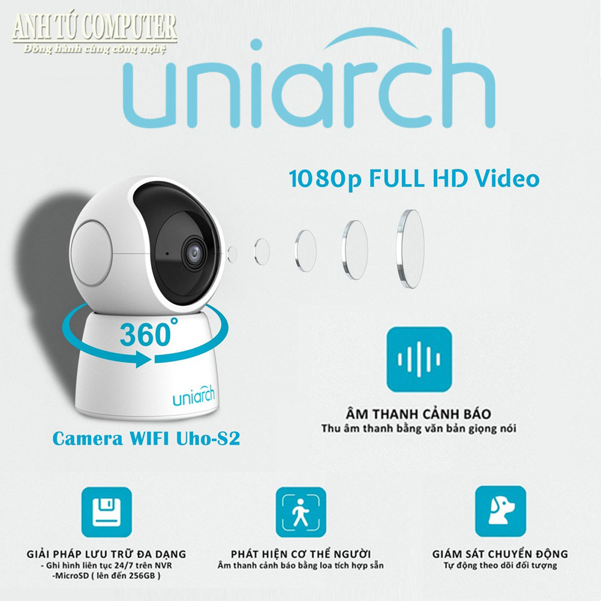 Camera 360 WIFI 2MP UNIARCH UHO-S2 hàng chính hãng