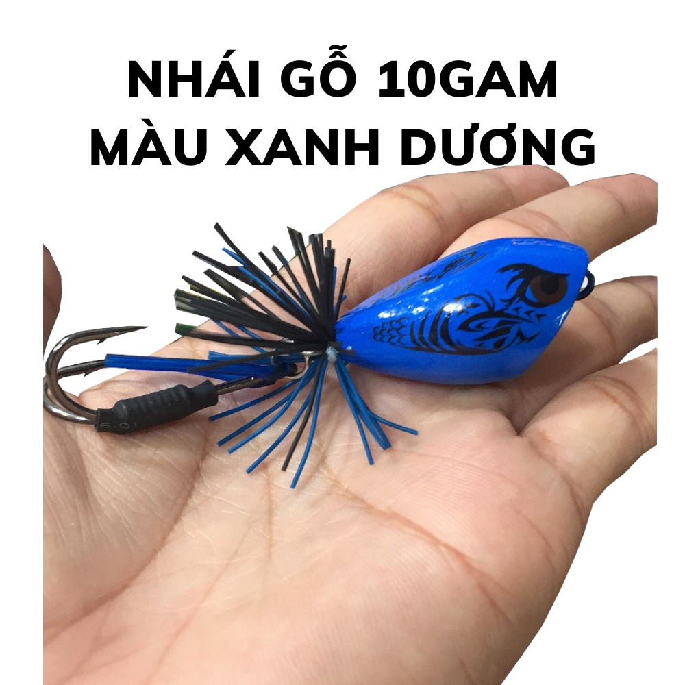 Mồi nhái câu cá lóc bull tròn lắc nặng 10gam, nhái gỗ câu lure lóc bông đồng với lưỡi chống vướng câu hiệu quả ở nhiều địa hình khác nhau