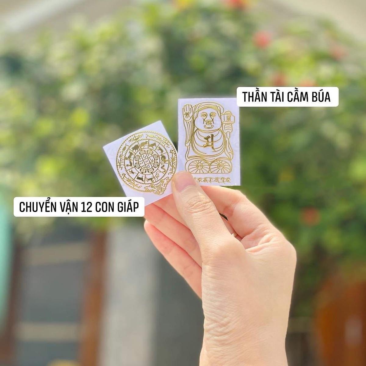 Combo 2 Miếng Linh Phù Tài Lộc CHUYỂN VẬN 12 CON GIÁP và THẦN TÀI GIỮ CỦA miếng dán điện thoại, laptop
