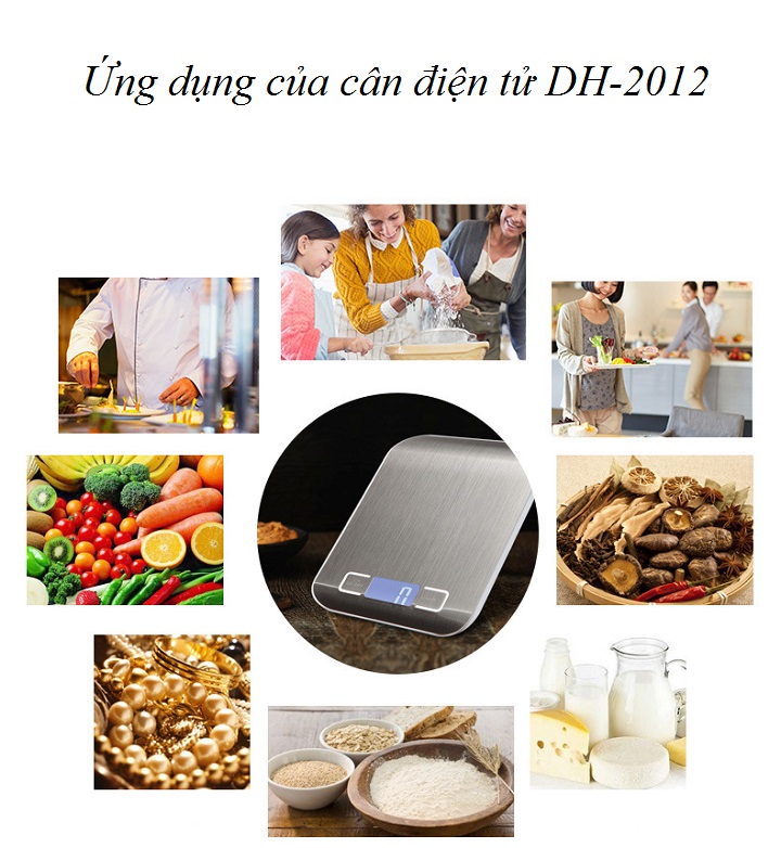 Cân điện tử nhà bếp phím cảm ứng cao cấp, độ chính xác cao 5kg, 10kg thiết kế sang trọng M12