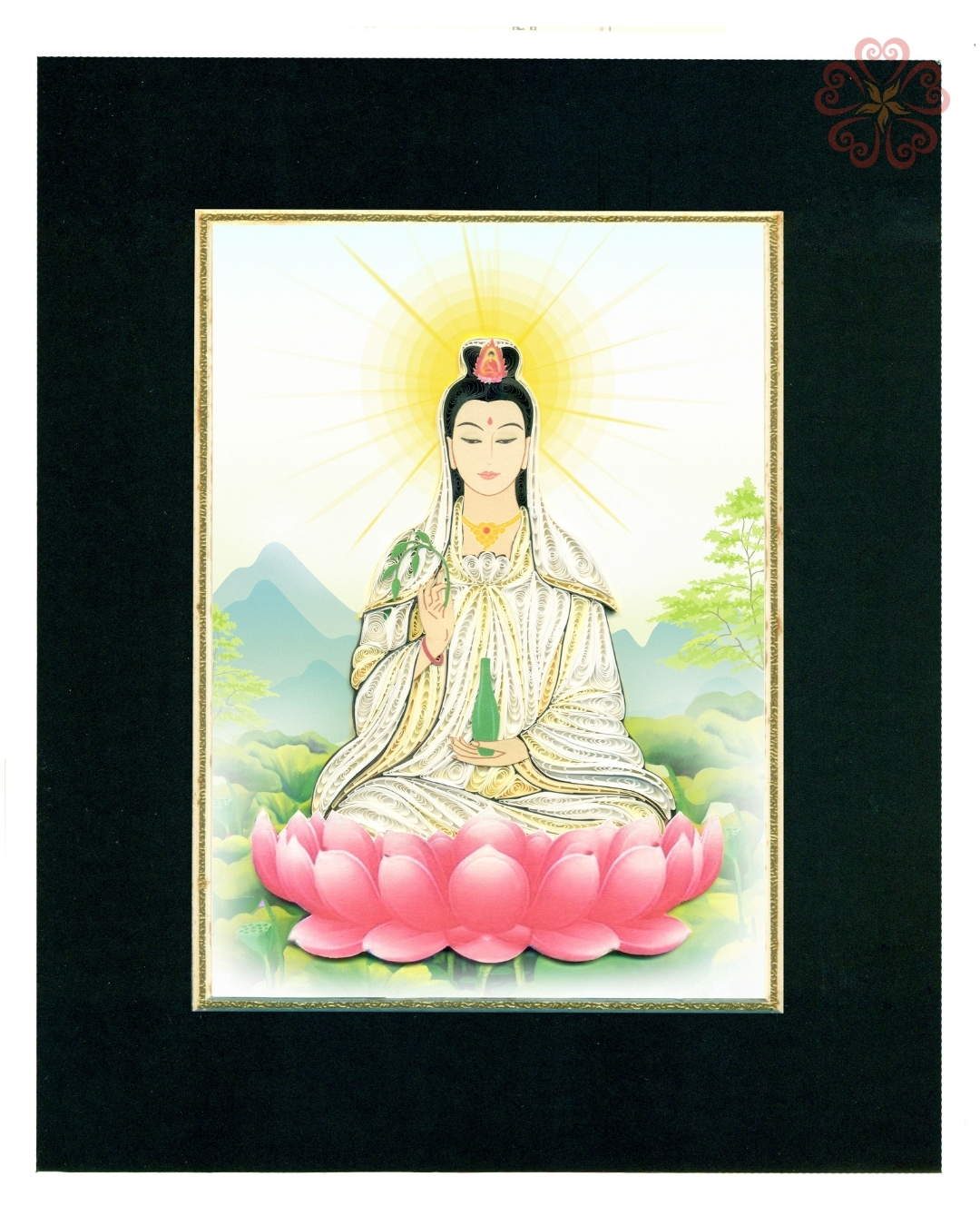 Tranh Quilling Nghệ Thuật - Phật Bà Quan Âm - Kích thước 20x25 cm