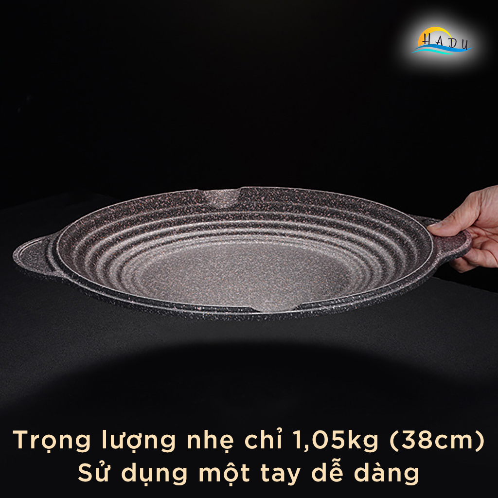 Chảo Nướng Bếp Từ Chống Dính Đá Hoa Cương Kiểu Hàn Quốc 34cm 38cm Cao Cấp Đạt Chất Lượng Đức SSGP