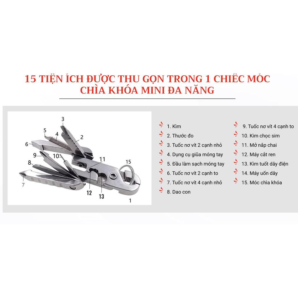 MÓC KHÓA CHÌA KHÓA VẬT DỤNG ĐA NĂNG 15 IN 1