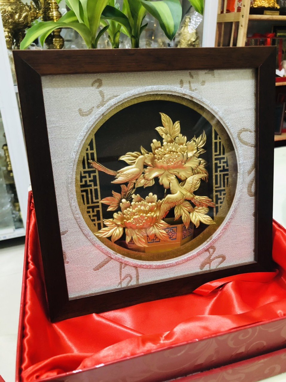 Tranh liên hoa mạ vàng 24k,tranh quà tặng cao cấp
