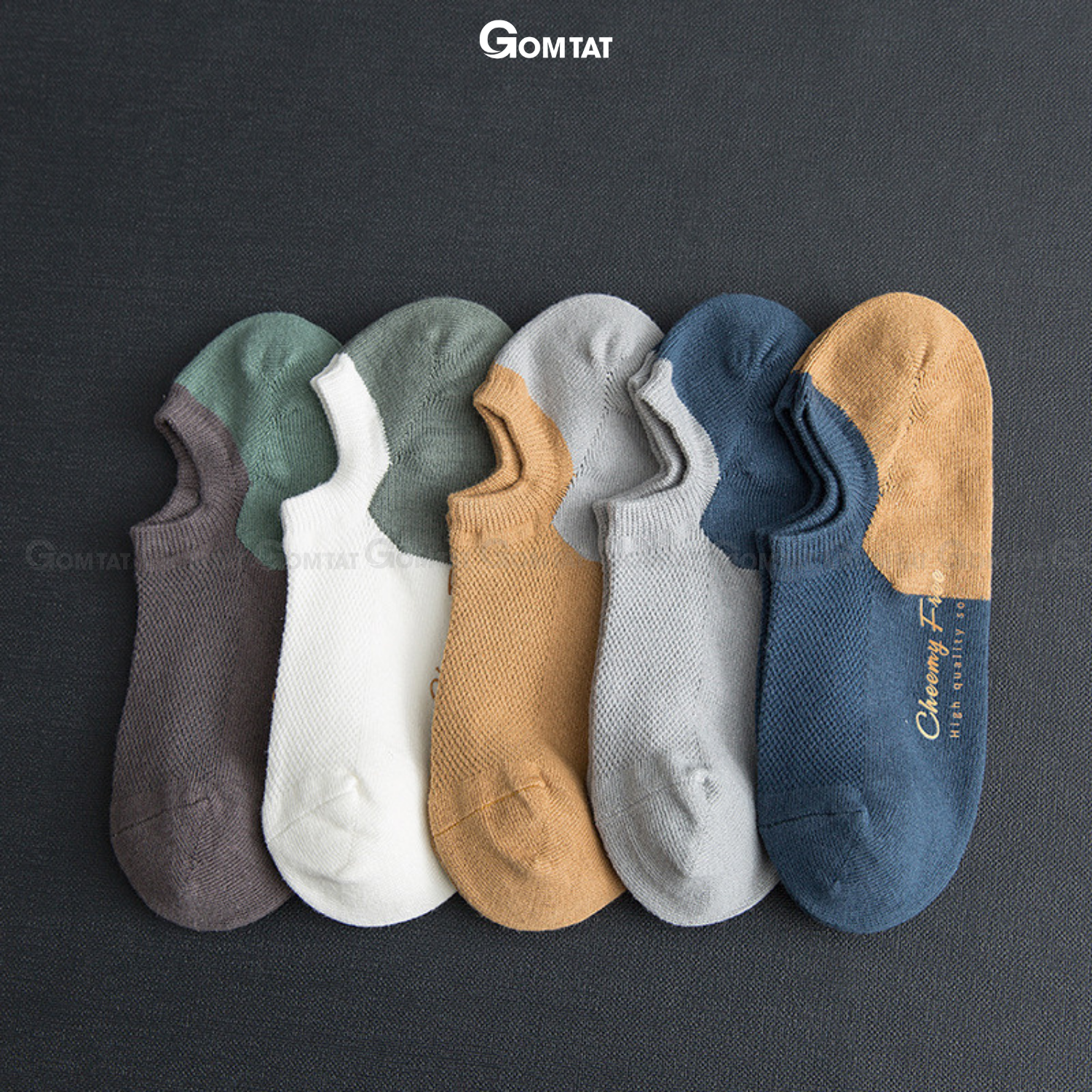 Set 5 đôi tất vớ nam cổ ngắn GOMTAT cao cấp, chất liệu cotton khử mùi kháng khuẩn cực tốt - CHEEMY-NAM-02