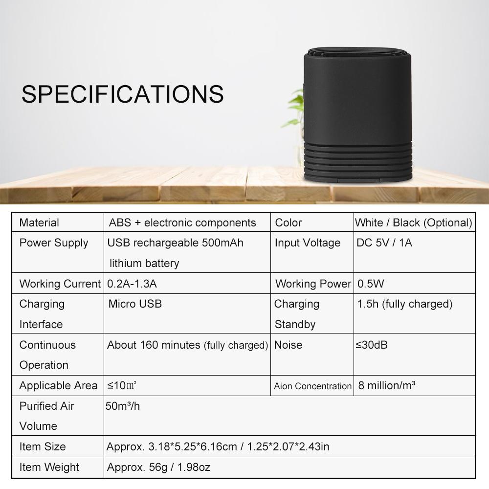 Portable Air Purifier PM2.5 Formaldehyde Removal Necklace Mini Air Freshener Wearable Air Cleaner USB Rechargeable