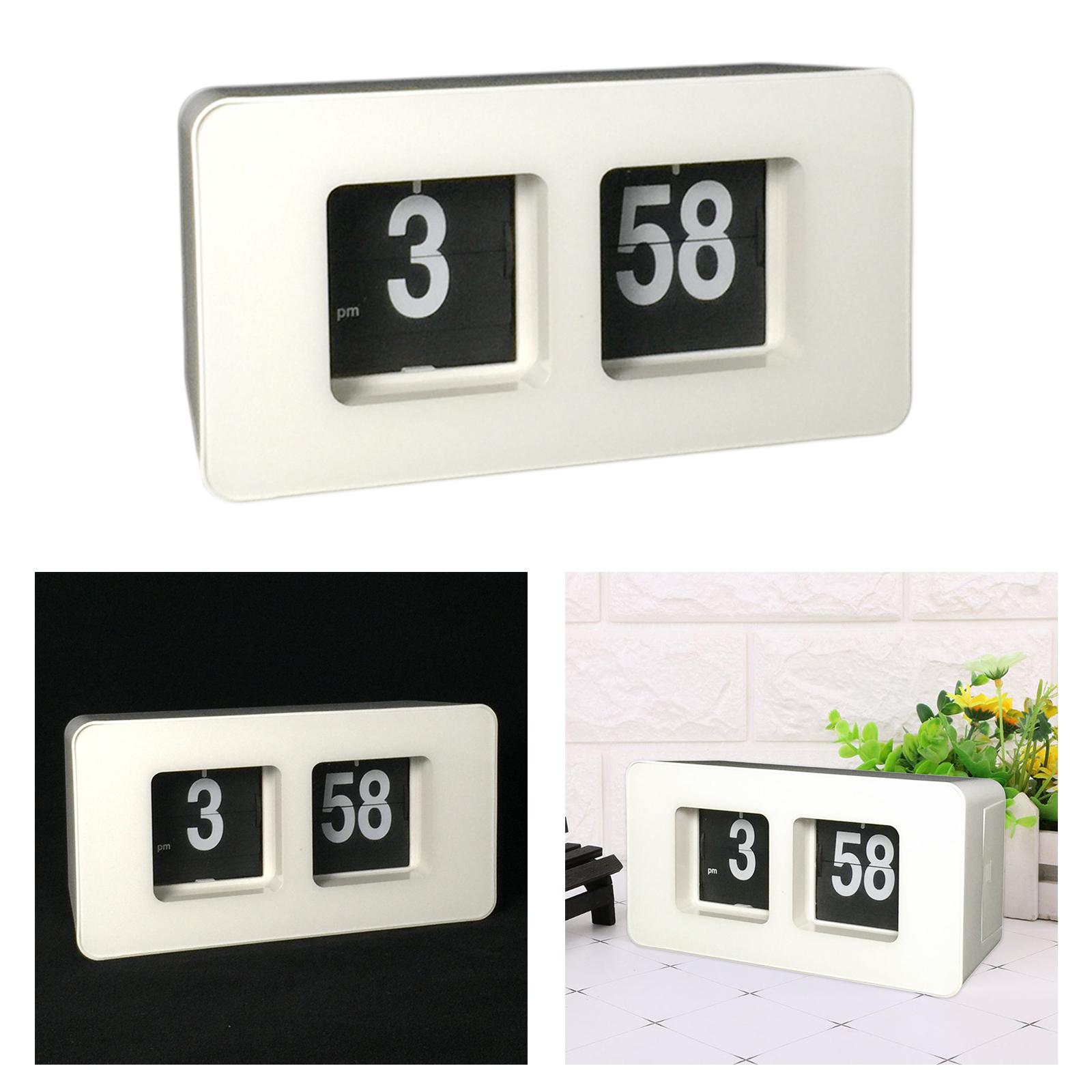 Auto Flip Clock Desk Clock Digital Battery Operated Table File Down Page Clocks Non Ticking Silent Sweep for Bedroom Living Room Decor Home Office