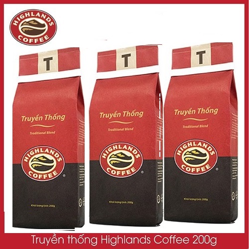 Combo 3 gói Cà phê Rang xay Truyền thống Highlands Coffee 200g