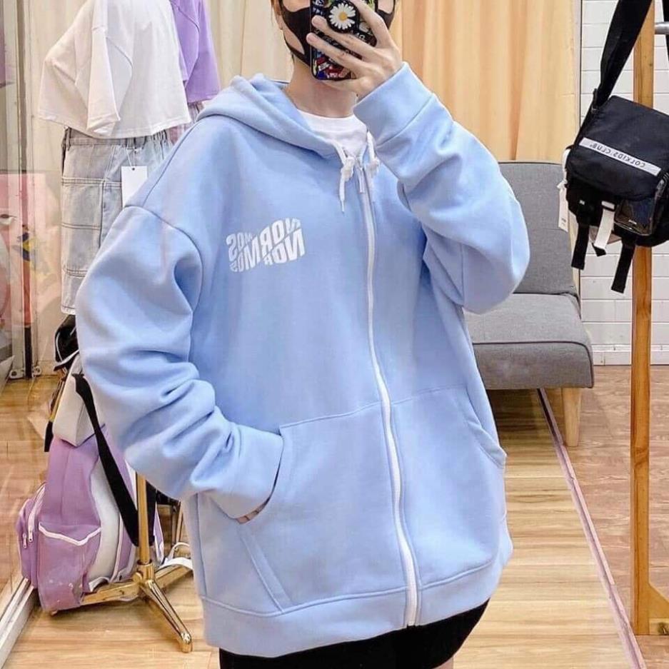 Áo Khoác Hoodie Chống Rét dành cho nam cho nữ in hình Normos, Form Rộng có dây kéo có 2 Màu Kiểu Unisex