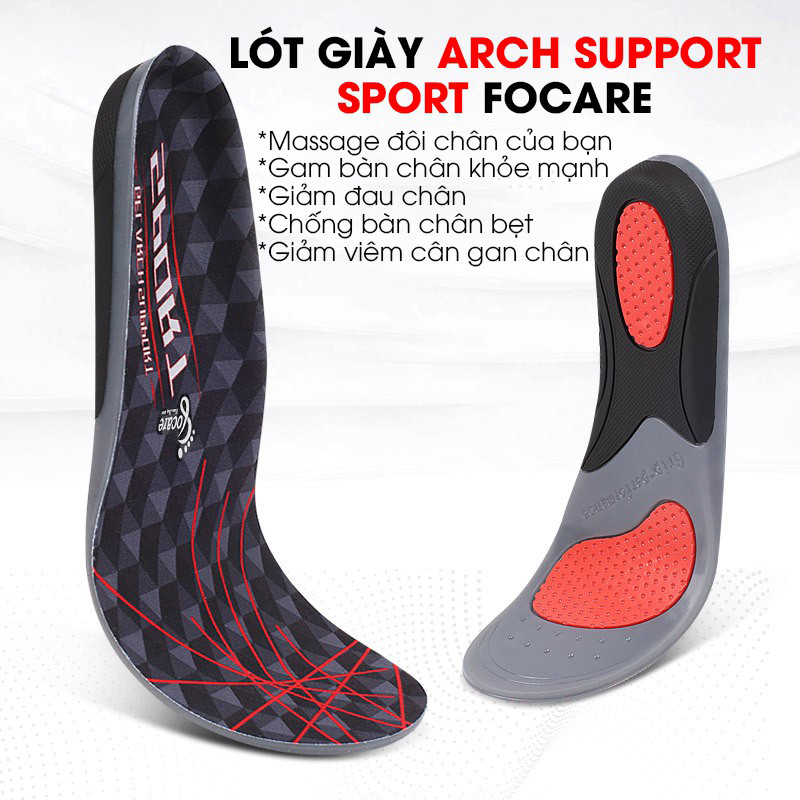 Lót giày thể thao Arch Support Sport Focare êm chân tốt cho gan bàn chân LGF01