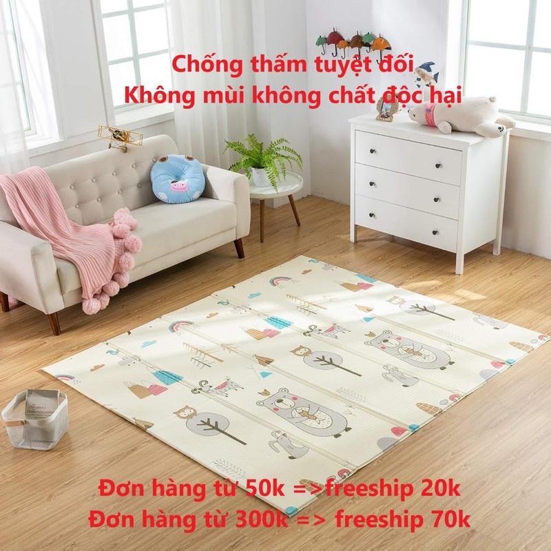 Thảm xốp cho bé XPE gấp gọn tấm lót trải sàn 2 mặt chống thấm chống trơn hàn quốc phủ silicon 1m8 2m