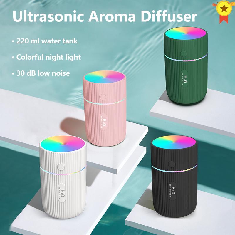 Mini 220ML Siêu Âm Thanh Máy Tạo Độ Ẩm Không Khí Tinh Máy Khuếch Tán Tinh Dầu Cho Xiaomi Nhà Xe Hơi USB Phun Sương Tạo Ẩm Hình Ếch Con Phun Sương Tạo Có Đèn LED đèn Ngủ