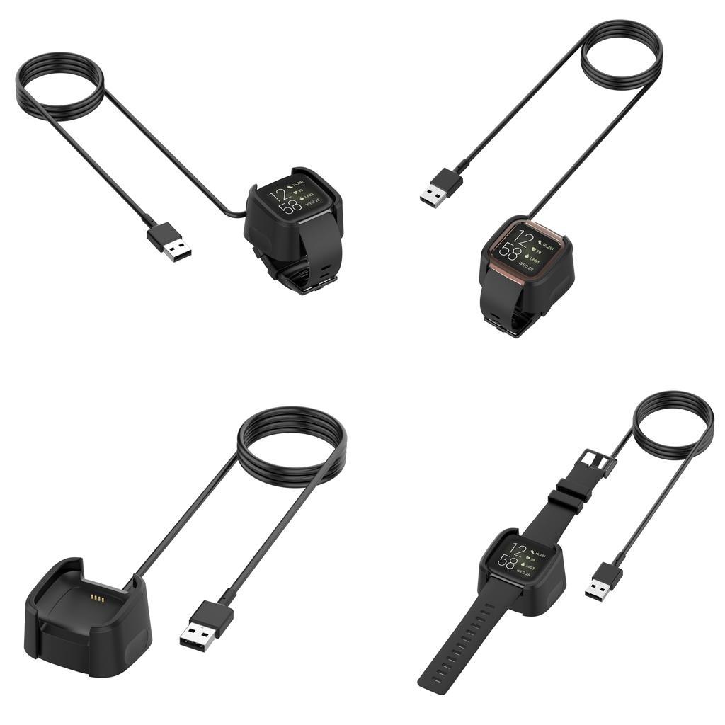 For Versa 2 USB Charging Cable Power Charger Dock Cradle 100cm Black