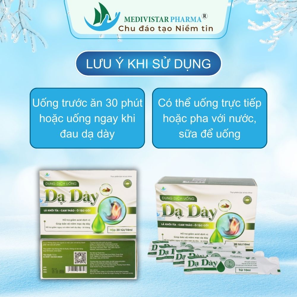 Thực phẩm chức năng Dung Dịch Uống Dạ Dày Western làm từ thảo dược tự nhiên, hộp 20 túi x 10ml