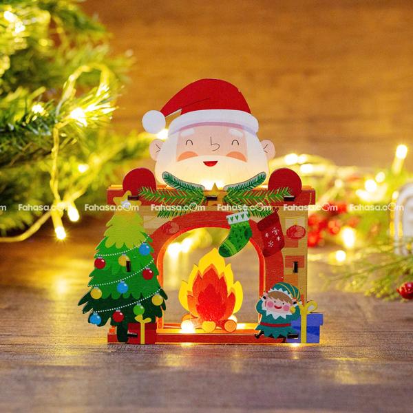 Đèn Gỗ Trang Trí Giáng Sinh - Bách Mộc - Ông Già Noel Trên Ống Khói