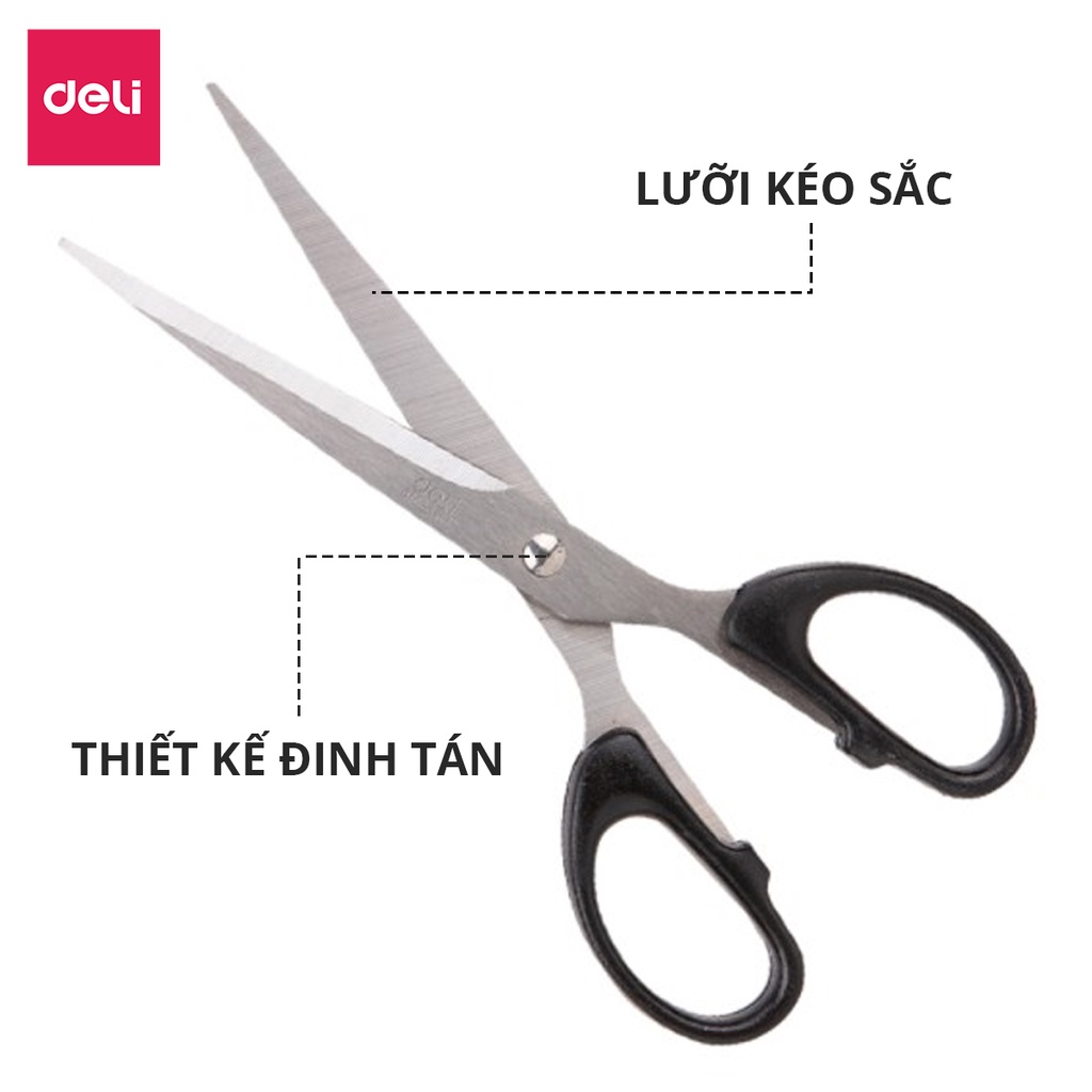 Kéo Văn Phòng 175Mm Deli - Đen/Đỏ - 1 Chiếc - E6009