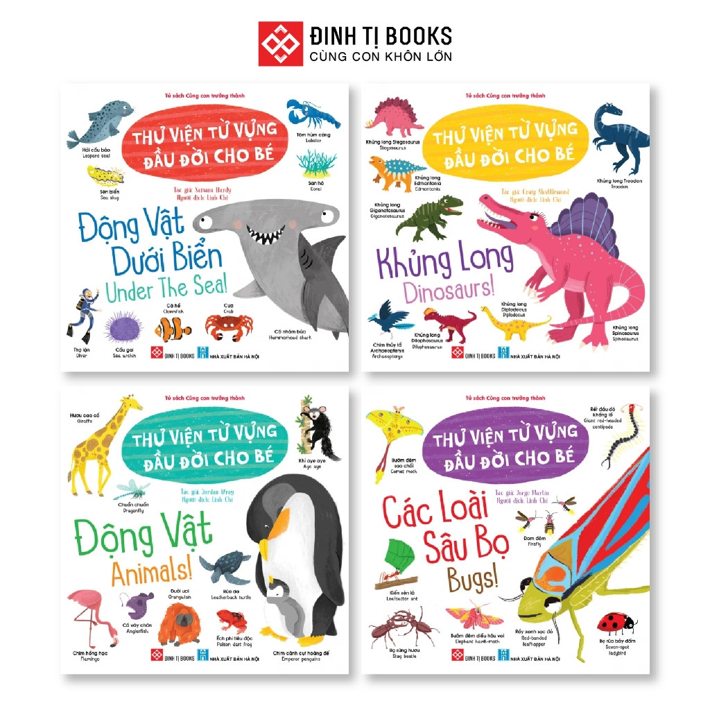 Sách - Thư Viện Từ Vựng Đầu Đời Cho Bé - Combo 4 Cuốn - Cho Trẻ Từ 3 - 9 Tuổi - Đinh Tị Books