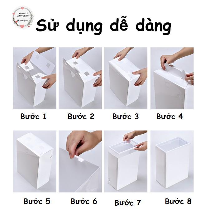 Hộp Đựng Giày Dép Nắp Nhựa Cứng Trong Suốt, Size lớn Chịu Lực 4kg
