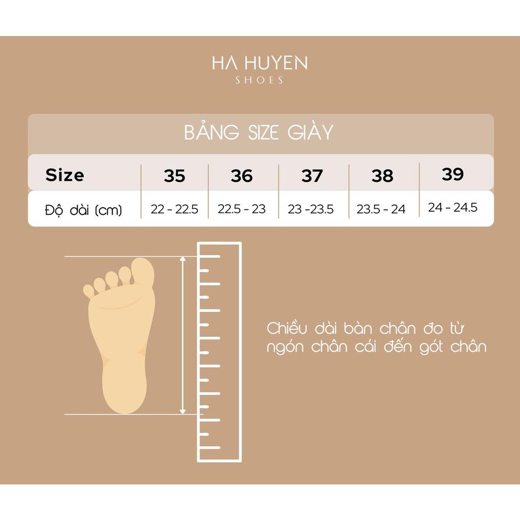Sandal xỏ ngón nữ Hà Huyền Shoes mũi vuông quai mảnh đan chéo gót vuông 5 phân - SD227