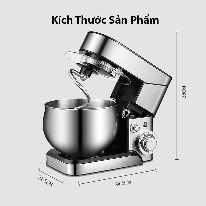 Máy nhào bột, đánh trứng, trộn thực phẩm làm bánh 5 lít 1200W Hàng Chính Hãng