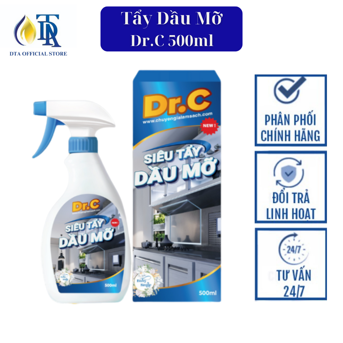 Combo Siêu Tiết Kiệm (Siêu Tẩy Dầu Mỡ + Siêu Tẩy Cặn Canxi 4G) Dr.C Chính Hãng