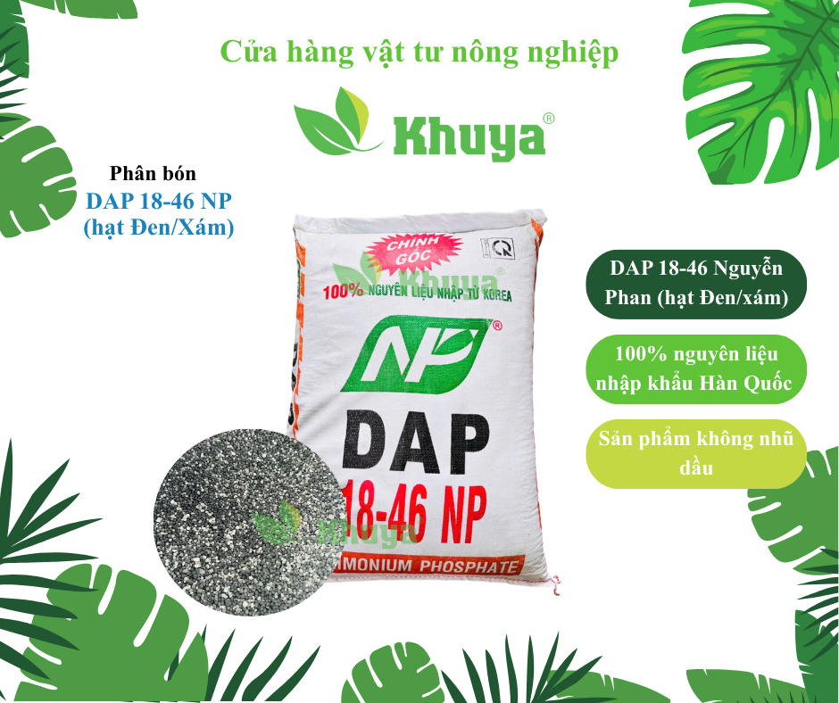 1kg lẻ Phân bón gốc DAP 18-46-0 nhập khẩu Hàn Quốc dạng hạt đen/xám