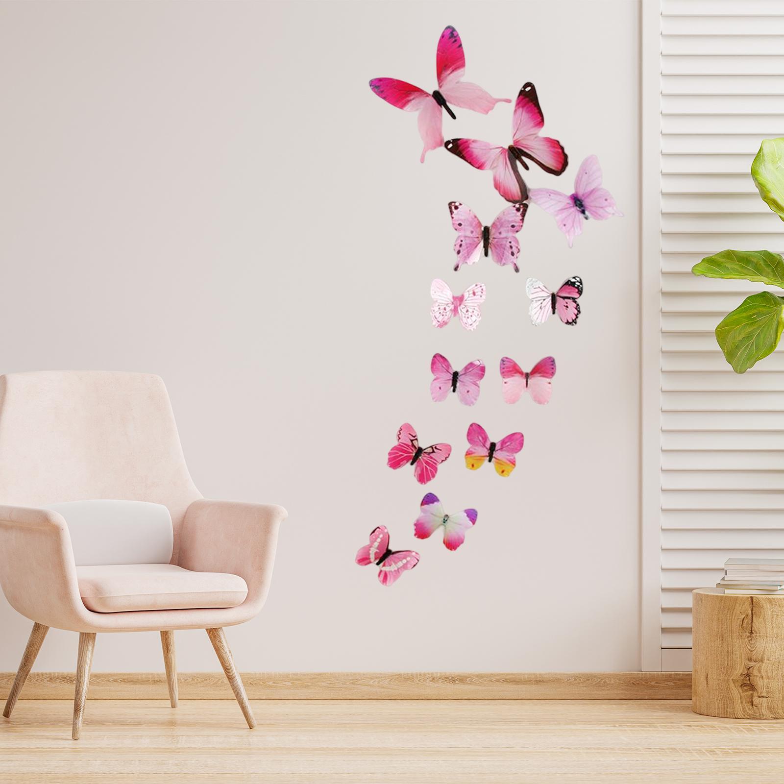12Pcs Butterfly Stickers Garden Decoration Luminous 3D Butterfly Wall Decals