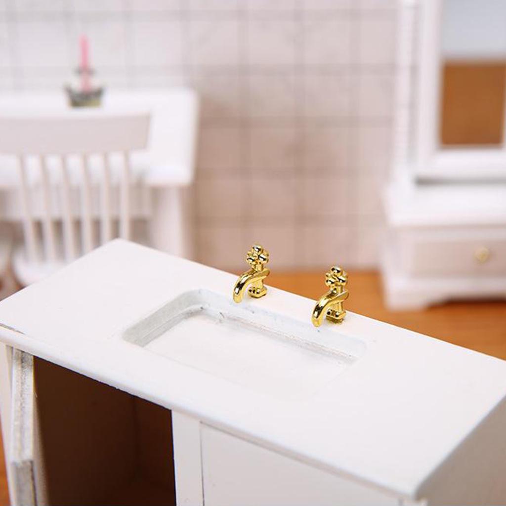 Retro 1:12 Scale Wooden Dollhouse Sink Model Hand Made Scene Washbasin