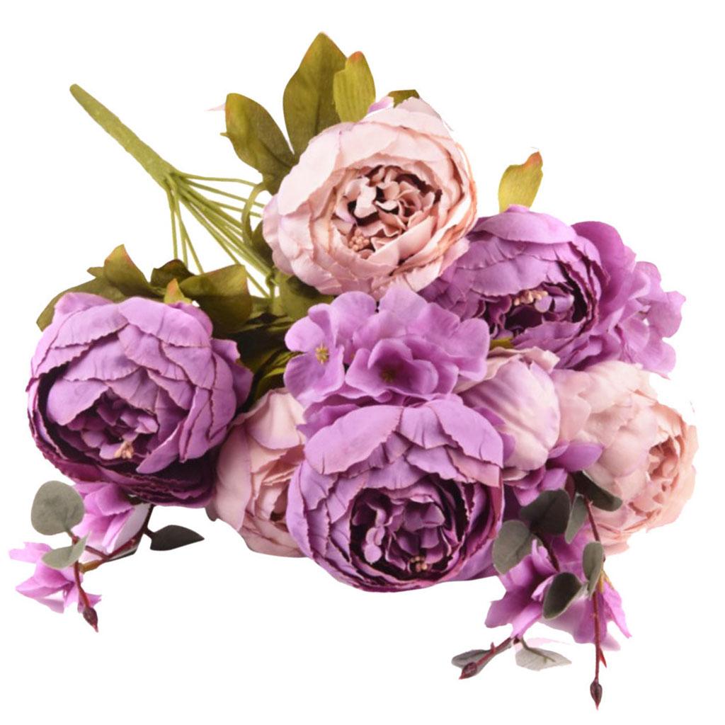 Artificial Peony Silk Flower Bouquet Wedding Home Decoration Orange