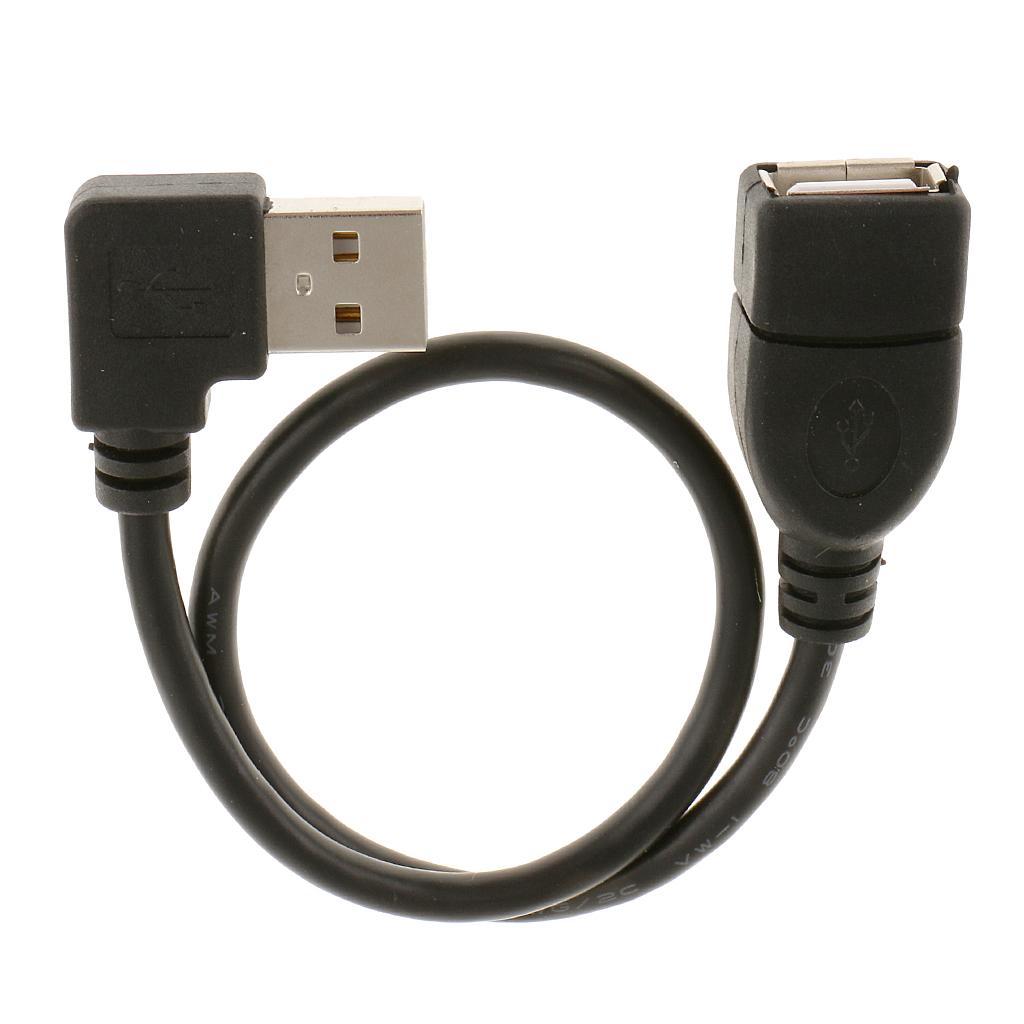 USB 2.0 Right Angle Male to Female Extension Adapter Converter Cable Cord Plug Socket