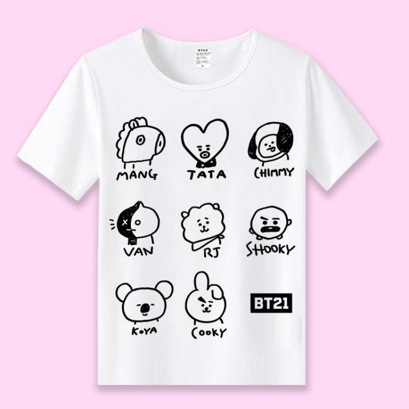 Áo phông in hình BT21 BTS ngộ nghĩnh