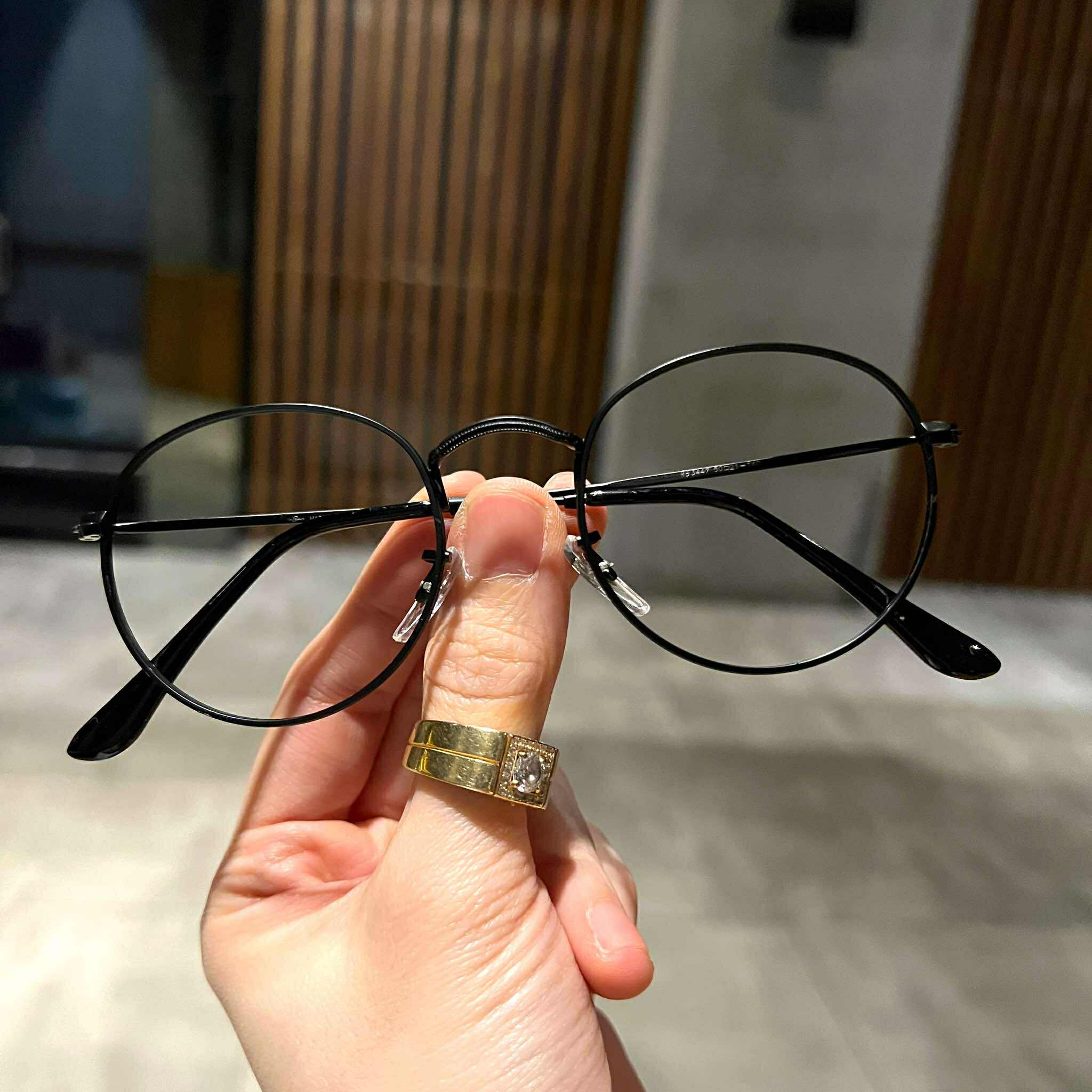 (Hàng cao cấp) Kính thời trang Mắt tròn nhỏ kim loại màu đen