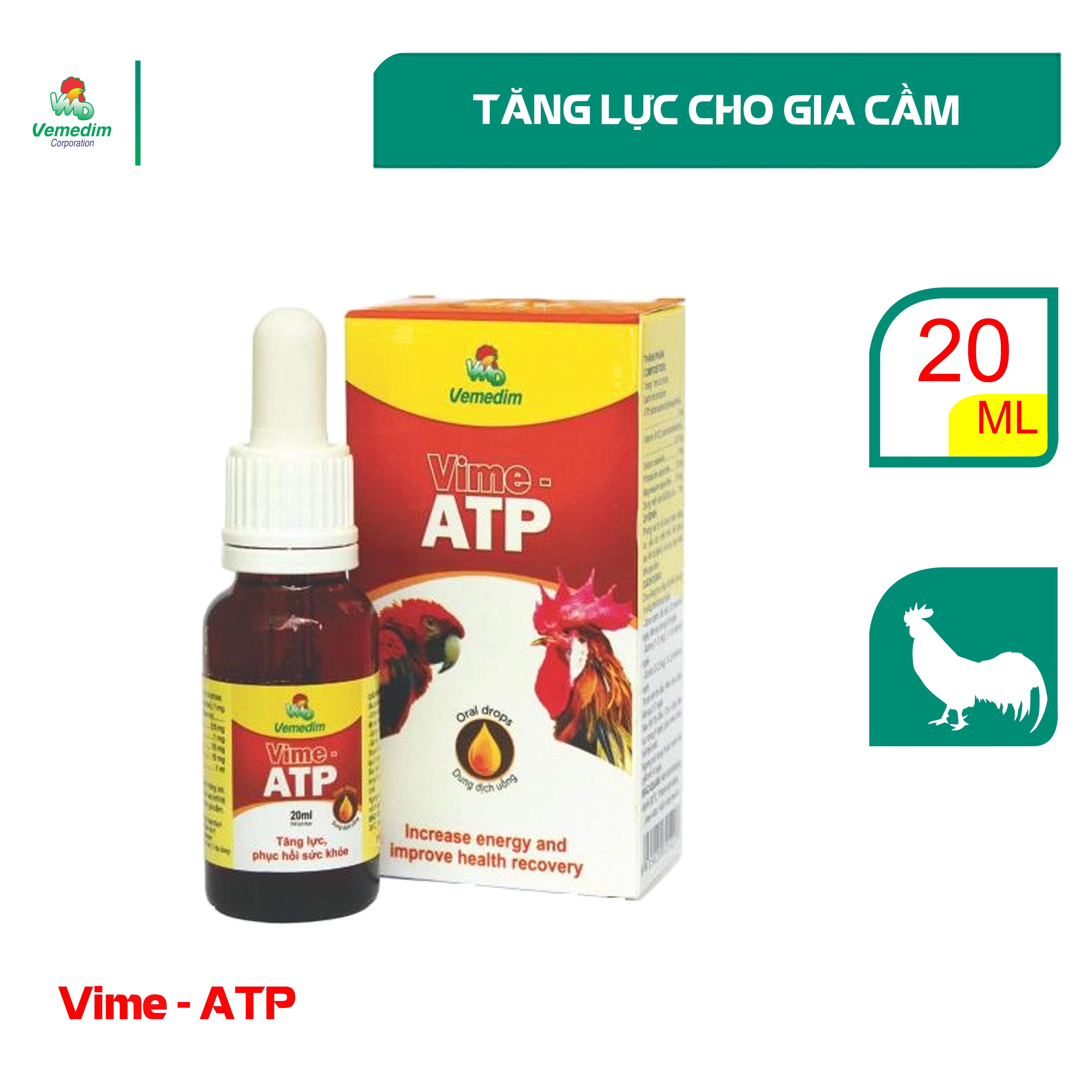 Vemedim ATP drop giúp hồi phục sau bệnh, hỗ trợ tăng lực cho gà cảnh, chim cảnh, chai 20ml