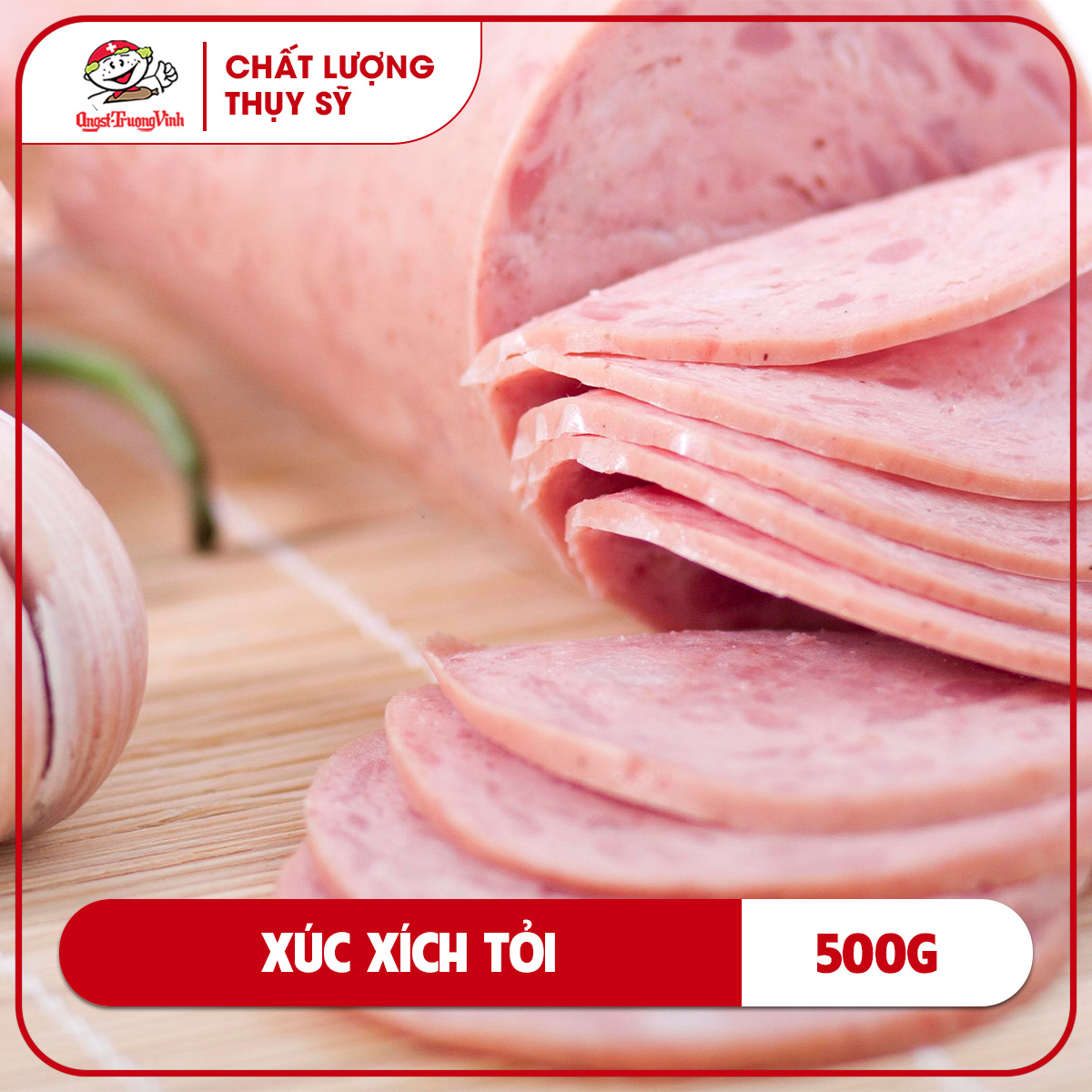 Xúc xích tỏi cắt khúc/Garlic sausage (Portion)500GR/PE