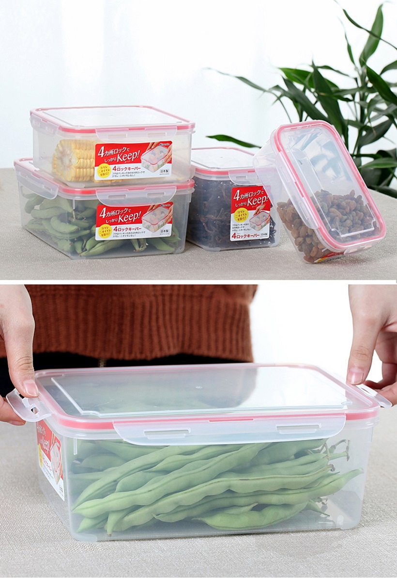 Bộ 06 hộp thực phẩm inomata có khóa nắp 4 chiều - hàng nội địa Nhật Bản
