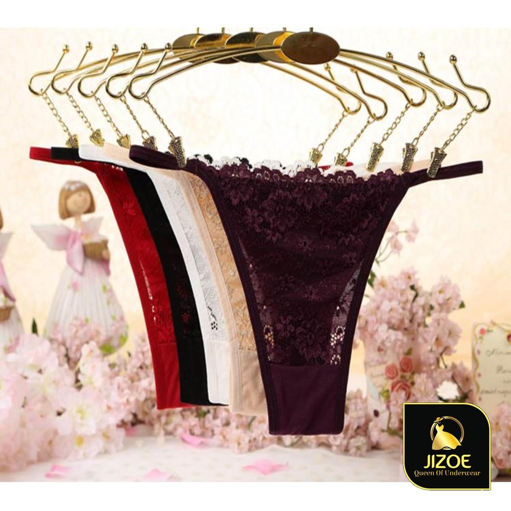 Quần lọt khe nữ dễ thương Ren đẹp xuyến thấu xẻ đáy chất lượng cao cấp Sexy gợi cảm quyến rũ kiểu Hàn Quốc JIZOE QNK03