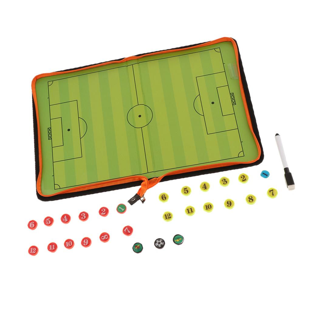 Basketball Football Coaching Board Magnetic Soccer Strategy Clipboards Foldable Strategy Teaching Aids Coaches Leather Equipment