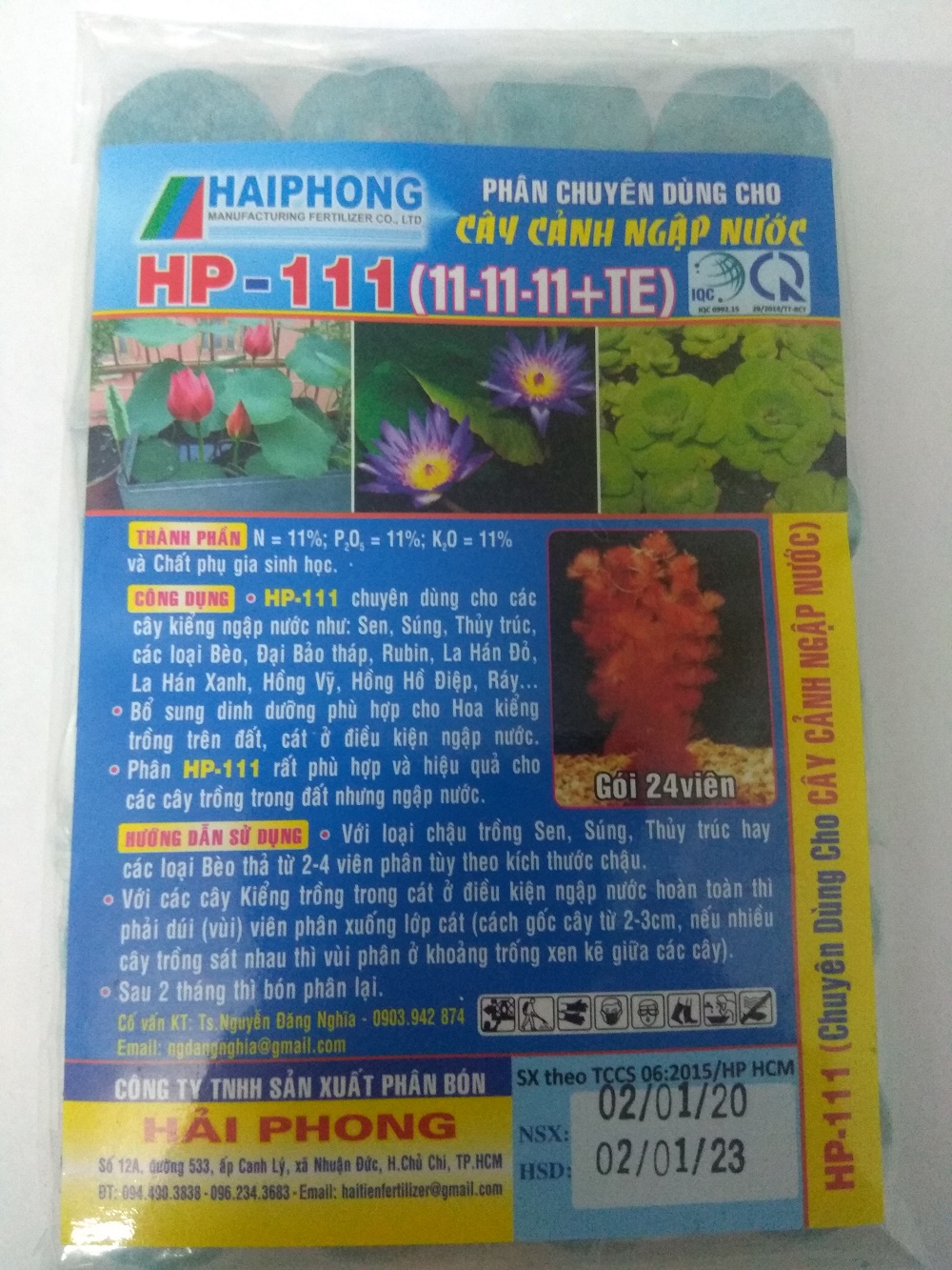 Phân chuyên dùng cho sen súng và cây cảnh ngập nước HP-111+TE - gói 24 viên