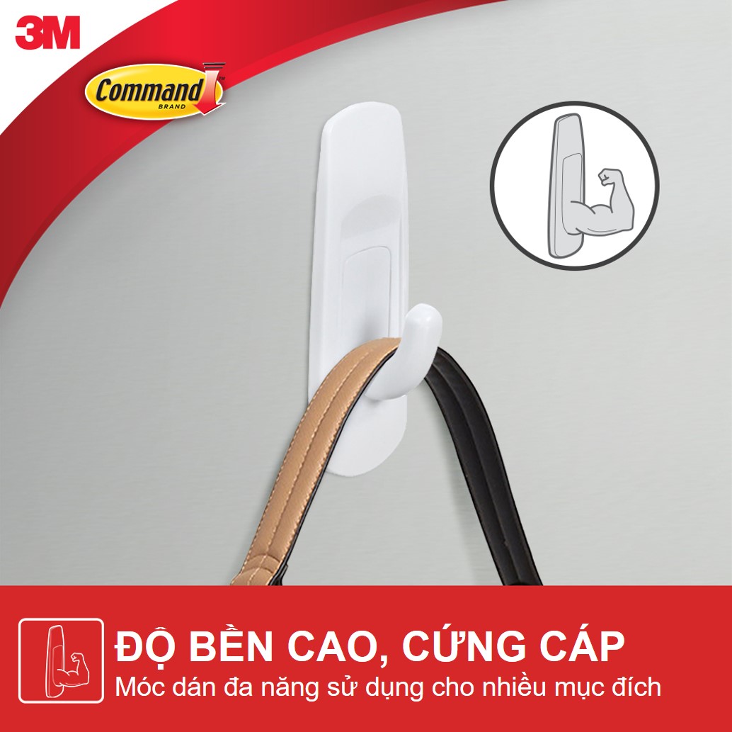 Bộ 6 Móc dán tường Command 3M cỡ vừa chịu lực 1.3kg - Gói ưu đãi, độ bền cao, bám cực chắc, tháo cực dễ, không khoan đục, không bong tróc, không gây hại bề mặt 17101 - 6VP