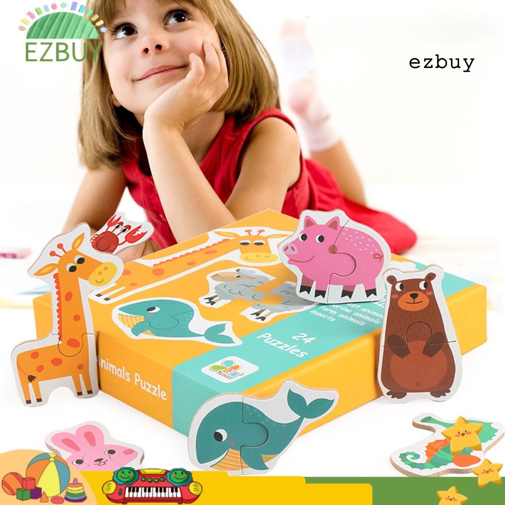 EY-24Pcs/Set Children Matching Puzzle Game Animal Cognition Kids Educational Toy