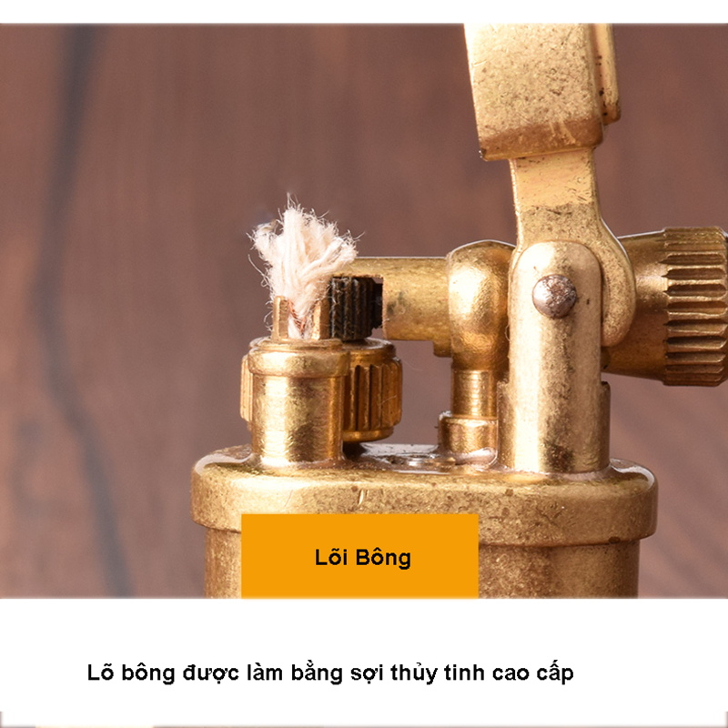 Vỏ Hột Quẹt Bật Lửa Thủ Công TC1703 Kiểu Dáng Nhỏ Gọn Bằng Đồng Cực Chất - Màu Vàng
